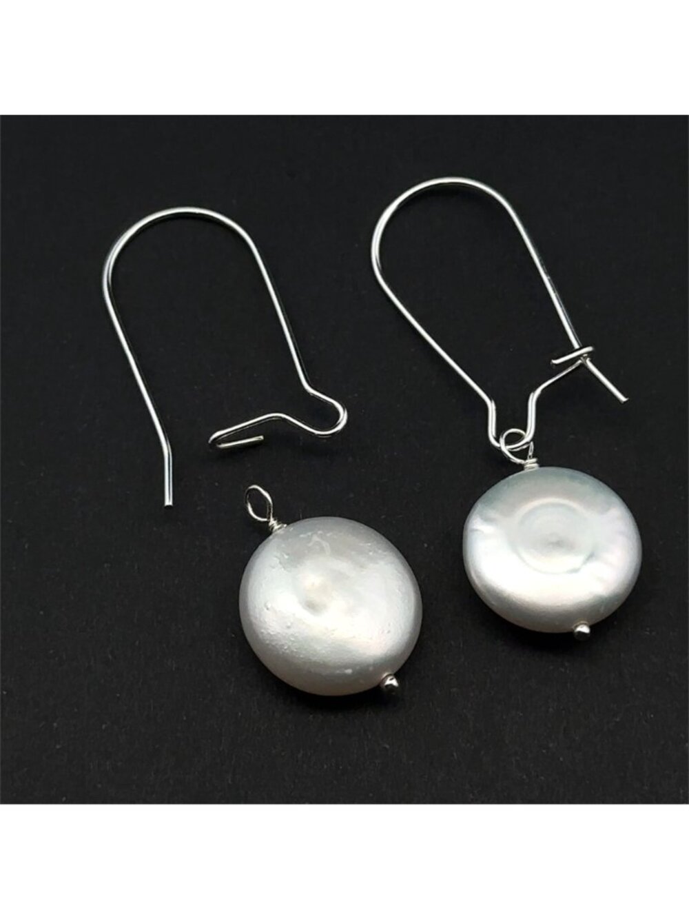 925 Sterling Silver Earrings Kidney EarWire Freshwater Coin Interchangeable Modu - Picture 4 of 6